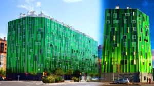 Innovadora edificultura con fachada en policarbonato